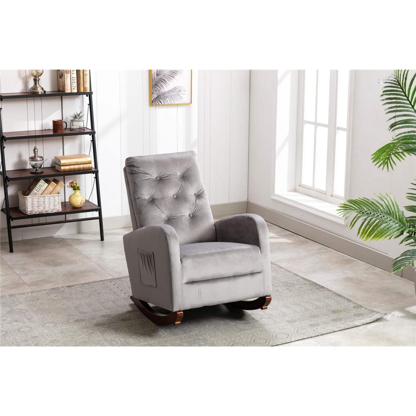 Mid-Century Modern Nursery Rocking Chair Armchair DailySale
