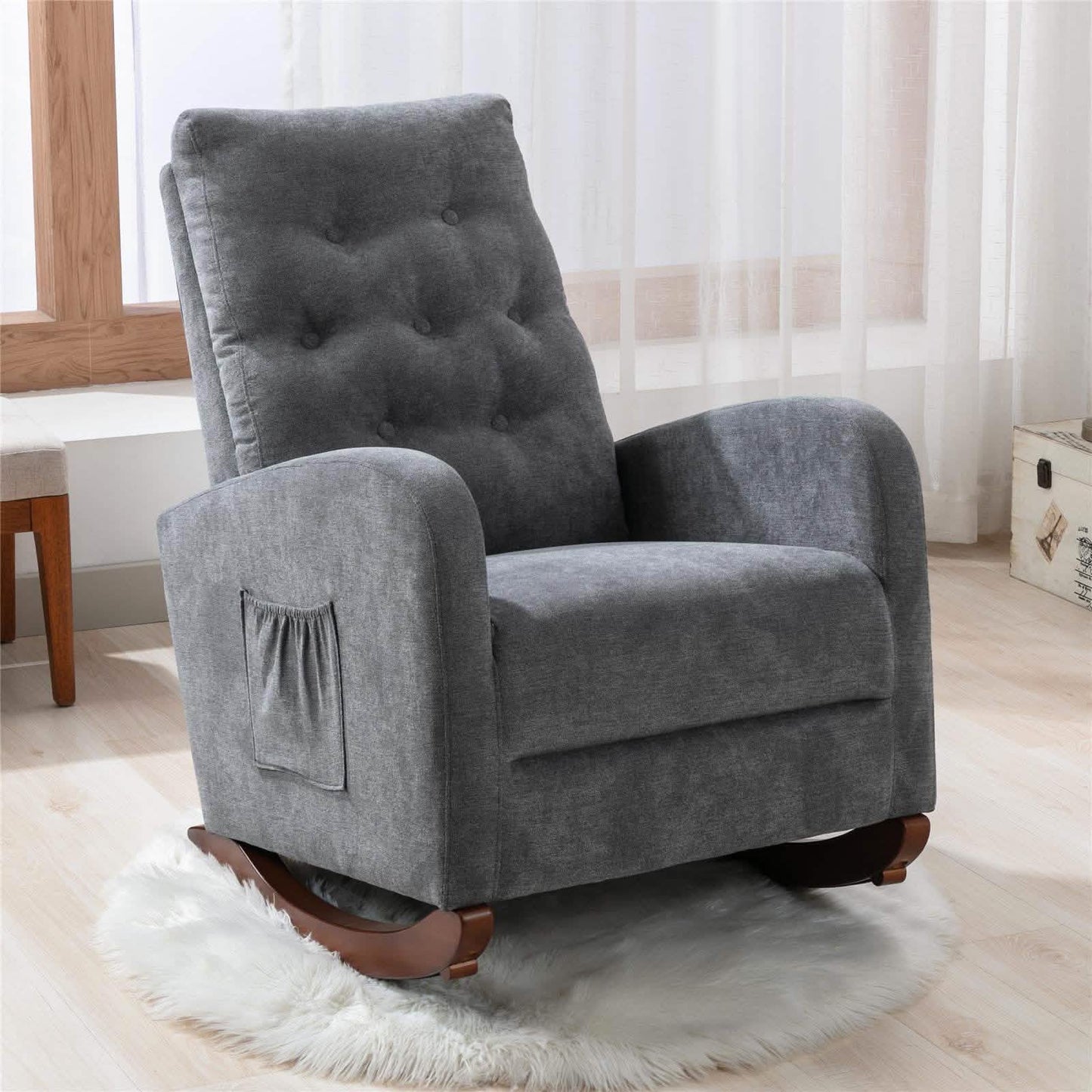 Mid-Century Modern Nursery Rocking Chair Armchair DailySale