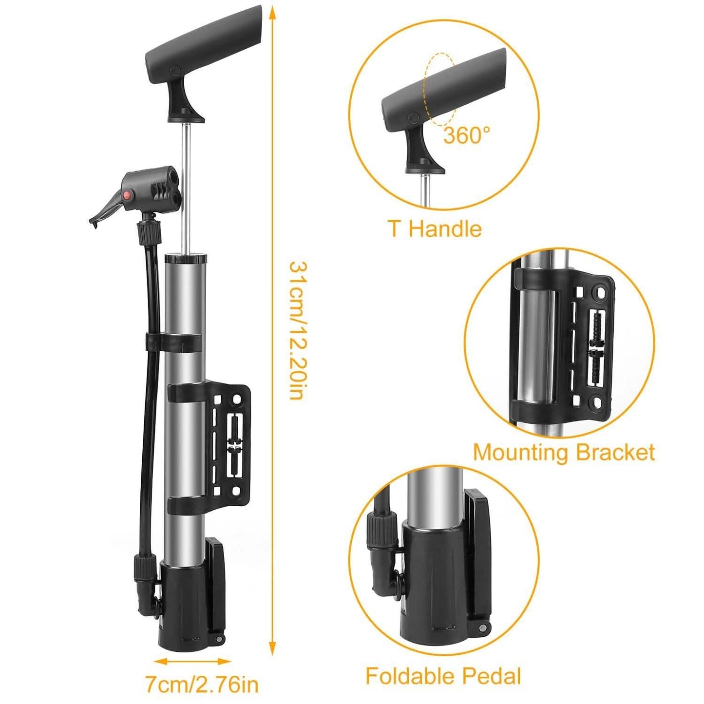 Mini Bike Pump Portable Bicycle Tire Inflator DailySale