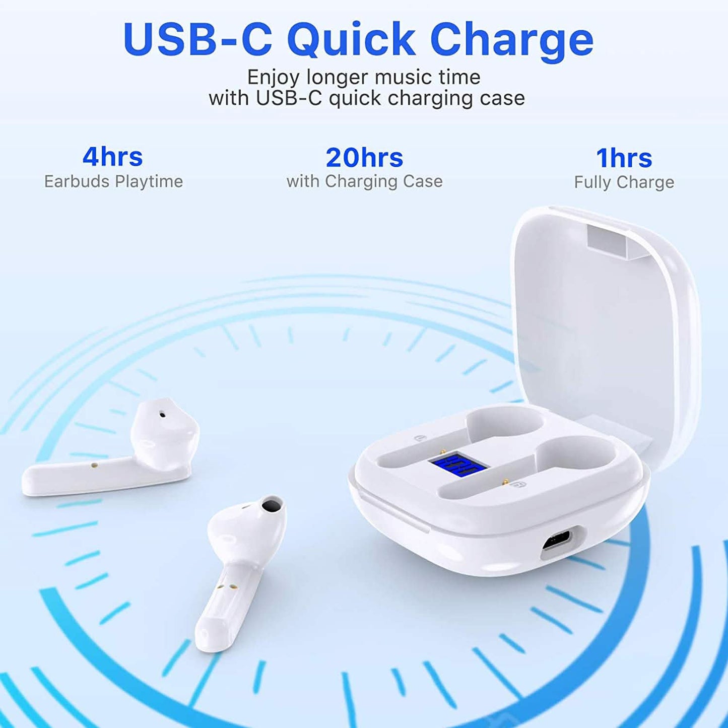 Miracase Wireless Earbuds Bluetooth 5.0 Headphones with USB-C Charging Case DailySale