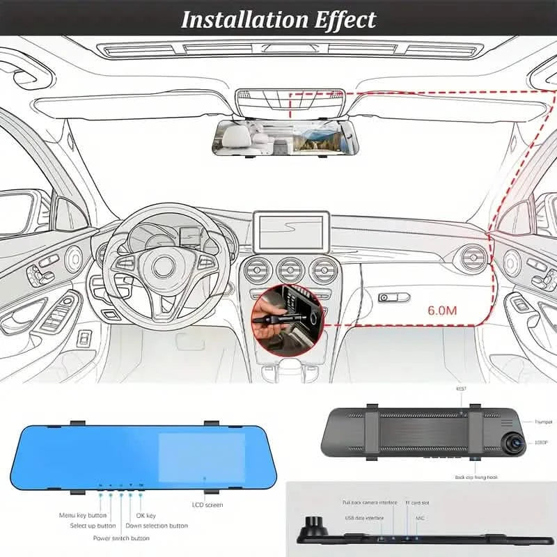 Mirror Dash Cam 4.5 Inch Rear View Mirror 1080P Front and Rear View Dual Cameras DailySale