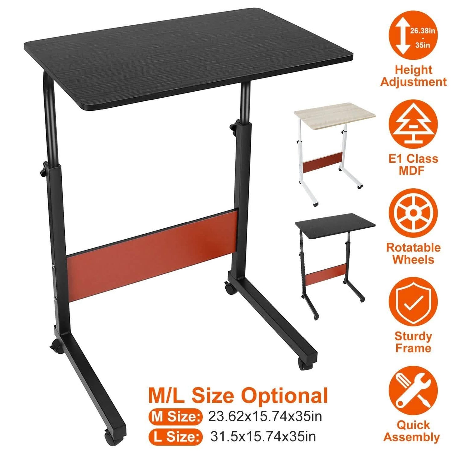 Mobile Laptop Desk Height Adjustable Rolling Wheels DailySale