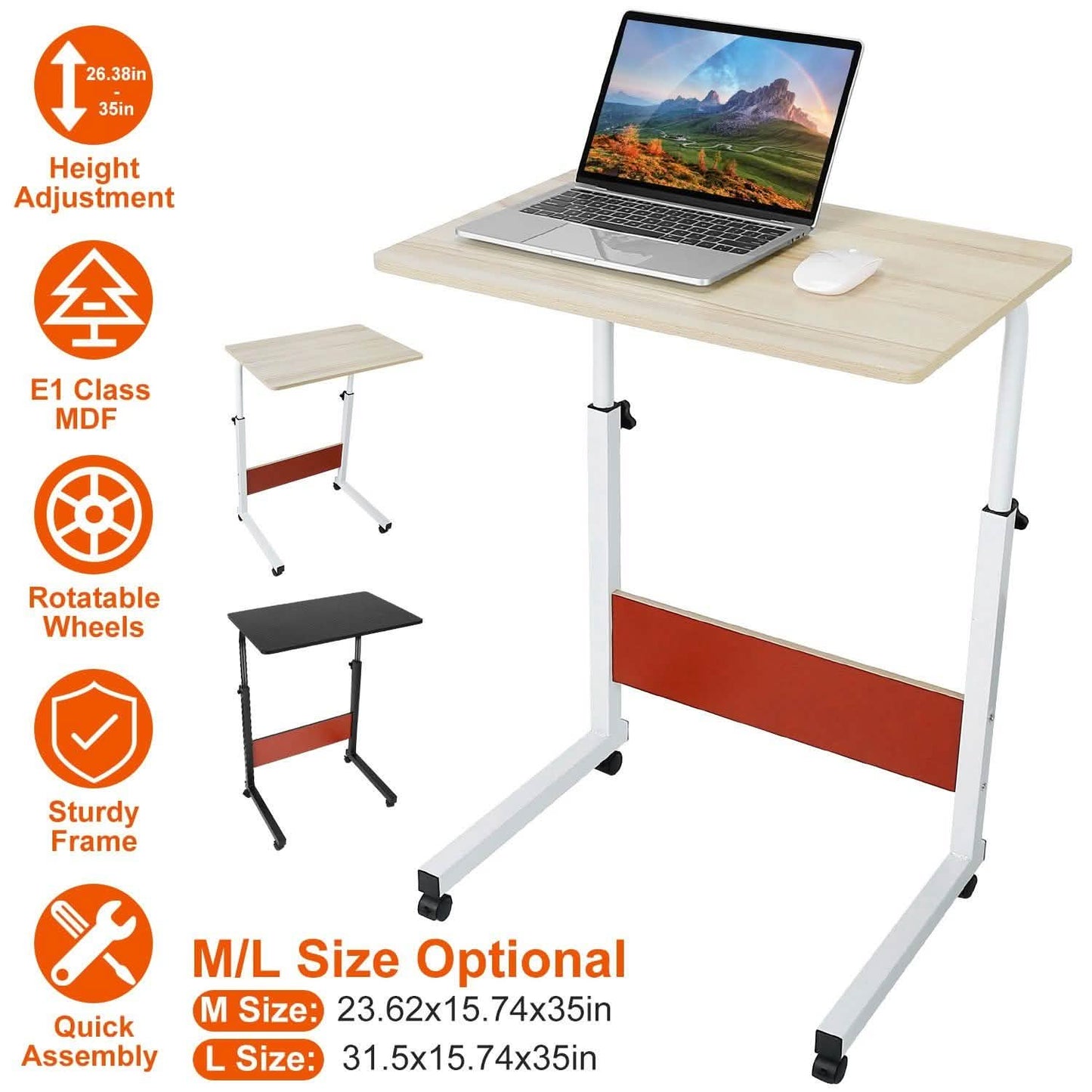 Mobile Laptop Desk Height Adjustable Rolling Wheels DailySale