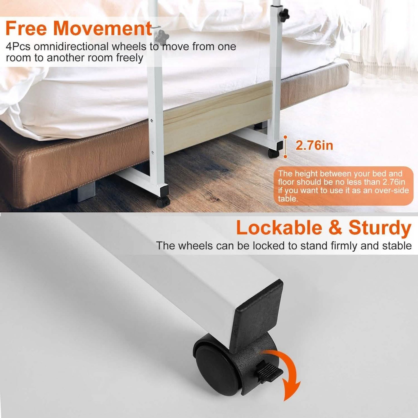 Mobile Laptop Desk Height Adjustable Rolling Wheels DailySale