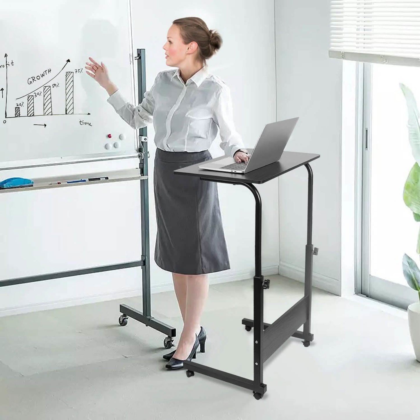 Mobile Laptop Desk Height Adjustable Rolling Wheels DailySale
