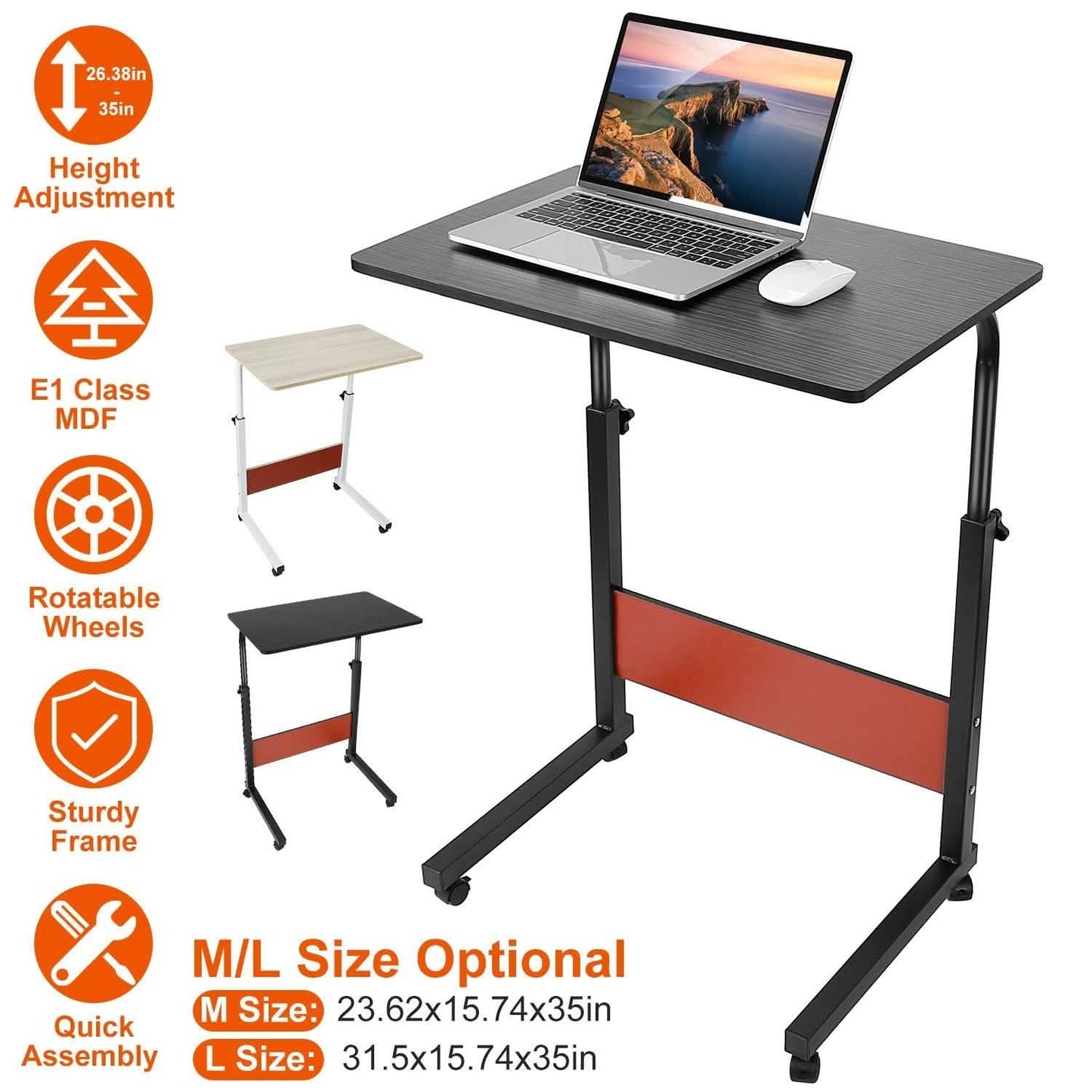 Mobile Laptop Desk Height Adjustable Rolling Wheels DailySale