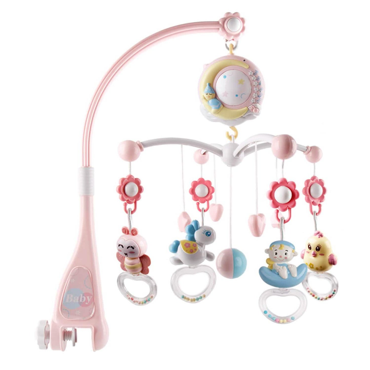 Mobile Star Projection Nursery Light Baby Rattle Toy with Music Box Remote Control DailySale
