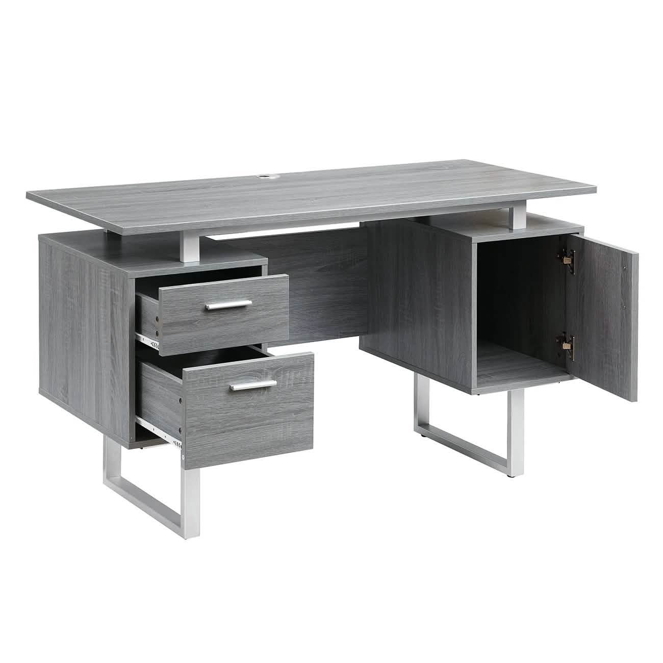 Modern Gray Office Desk with Storage DailySale