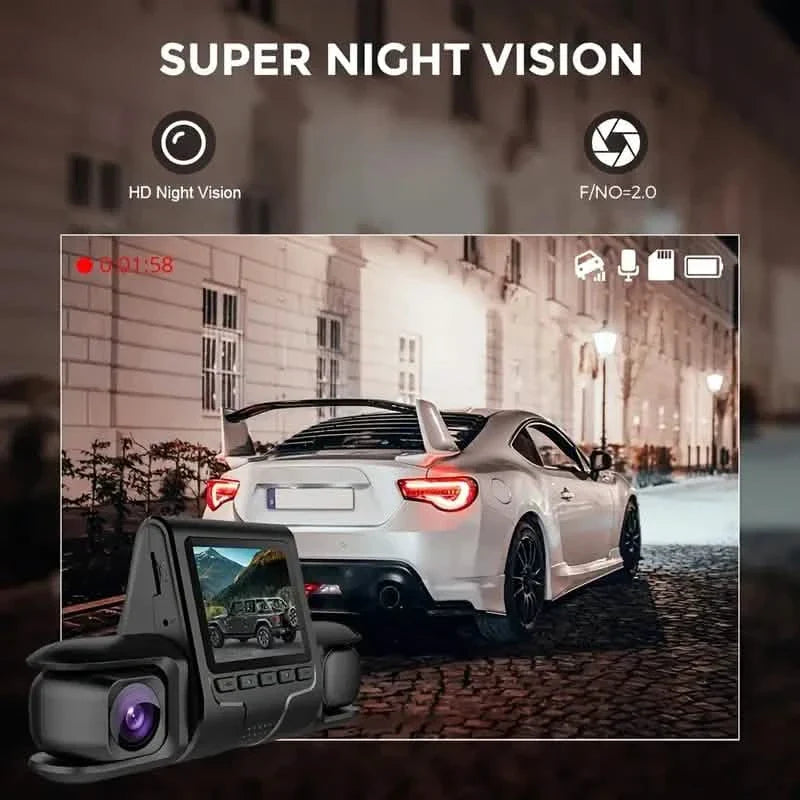 Car Dashcam Recorder, 2.0 Inch Screen Dual Lens HD Night Monitoring Mini Dash Cam DailySale