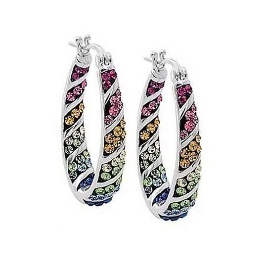 Multi Color Graduated Crystal Inside Out Hoops DailySale