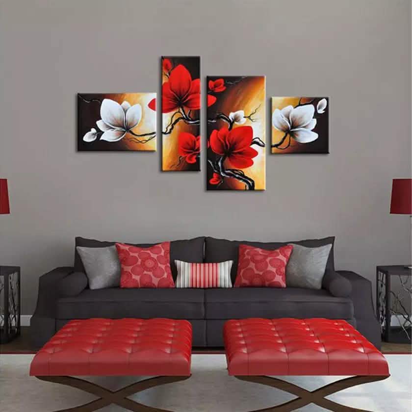 Multi-Panel Modern Abstract Paintings on Canvas Stretched on Wood DailySale