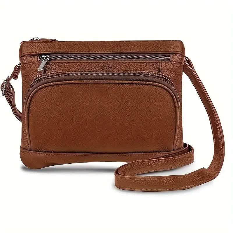 Multi-Pocket Wide Crossbody Wide Leather Bag DailySale