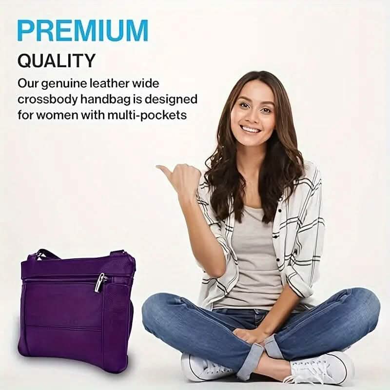 Multi-Pocket Wide Crossbody Wide Leather Bag DailySale