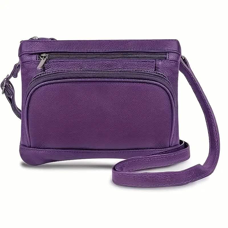 Multi-Pocket Wide Crossbody Wide Leather Bag DailySale