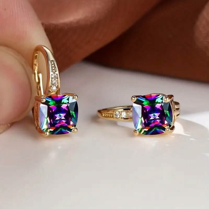Multicolor Square Cut Stone Drop Earrings DailySale