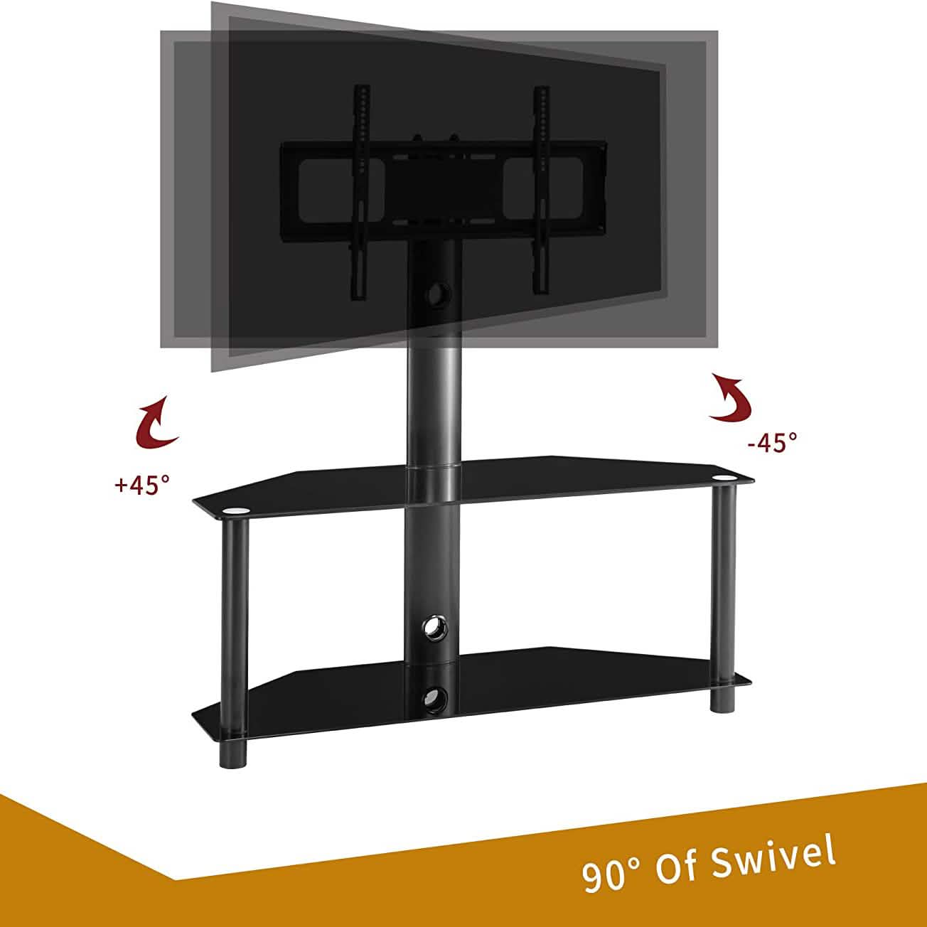 Multifunctional Tempered Glass Metal Frame Floor TV Stand DailySale