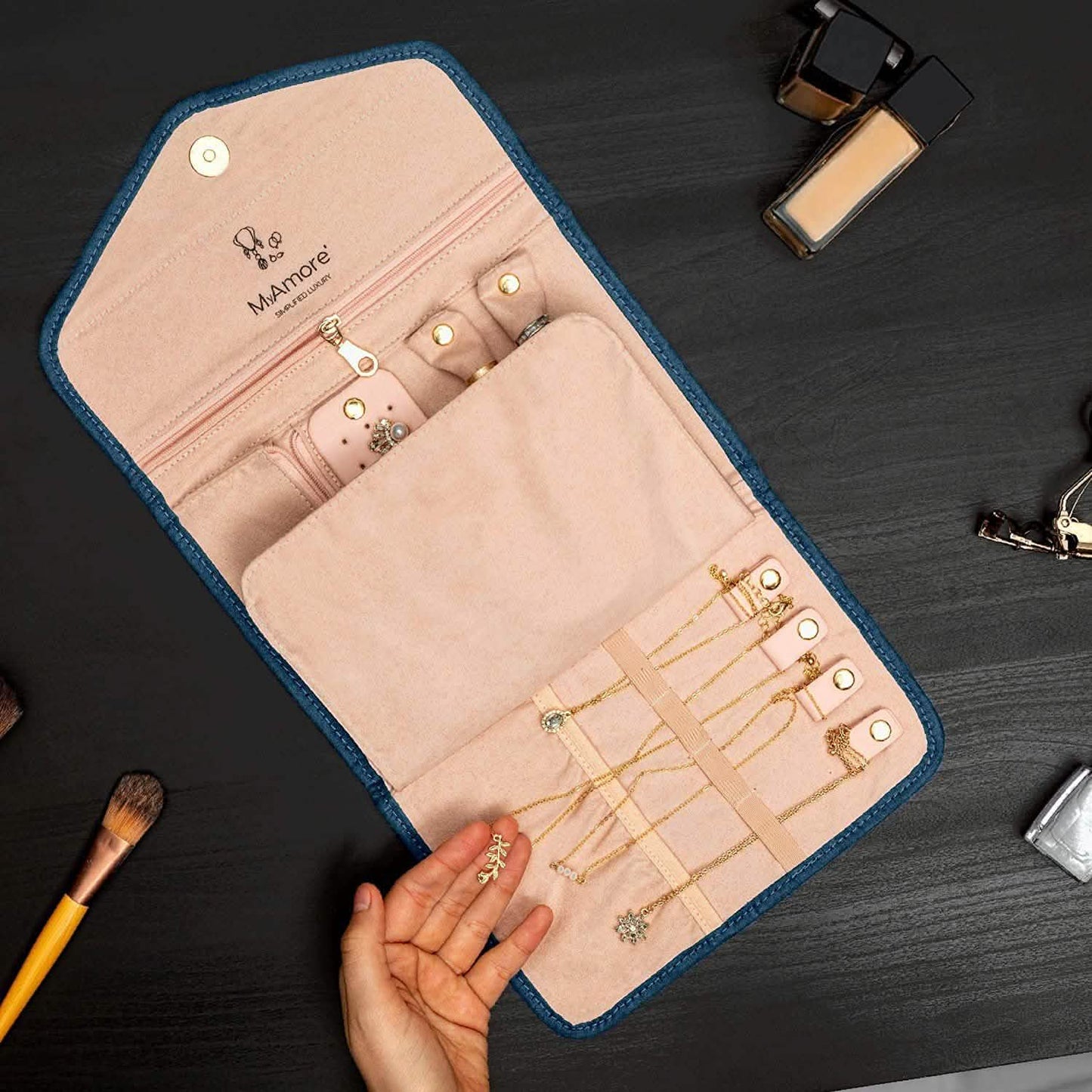 MyAmore' Jewelry Roll Travel Case DailySale