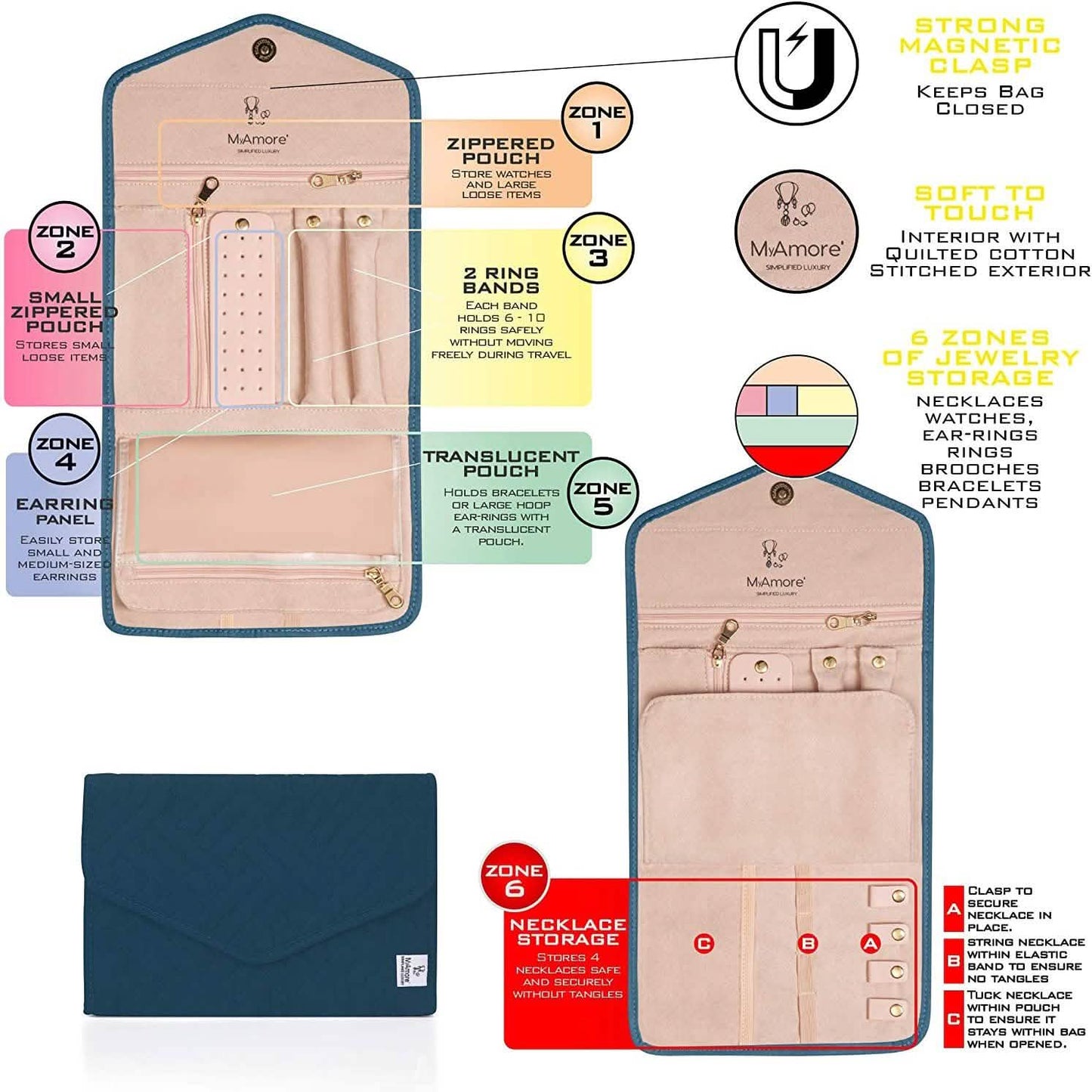 MyAmore' Jewelry Roll Travel Case DailySale