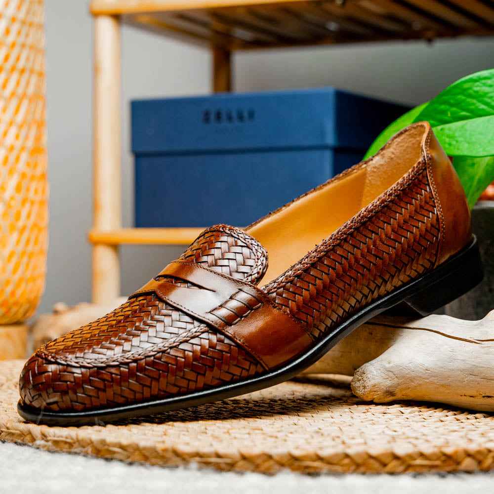 15-585-CGN NICOLA Italian Calfskin Basketweave, Cognac