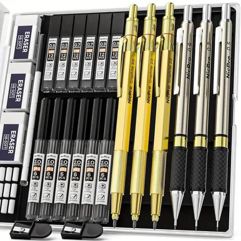 Nicpro Art Mechanical Pencil Set for Writing, Sketching, Drawing With Lead Refills Case DailySale