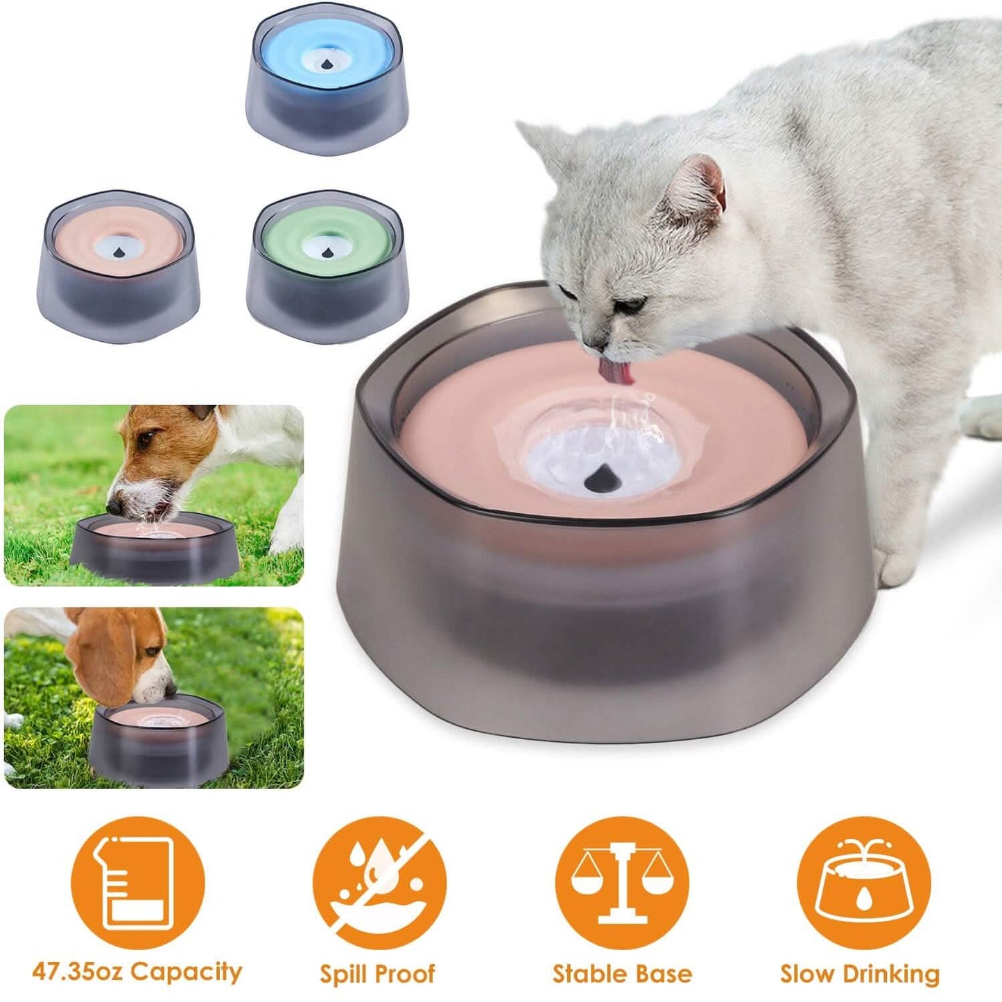 No Spill Dog Cat Water Bowl Spill Proof Slow Water Feeder DailySale