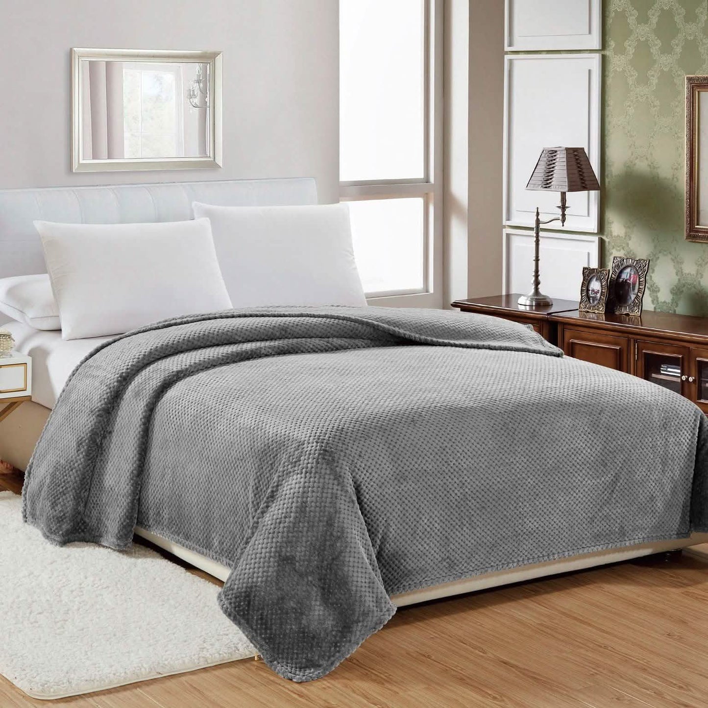 Noble House Solid Color Popcorn Microfiber Blanket DailySale