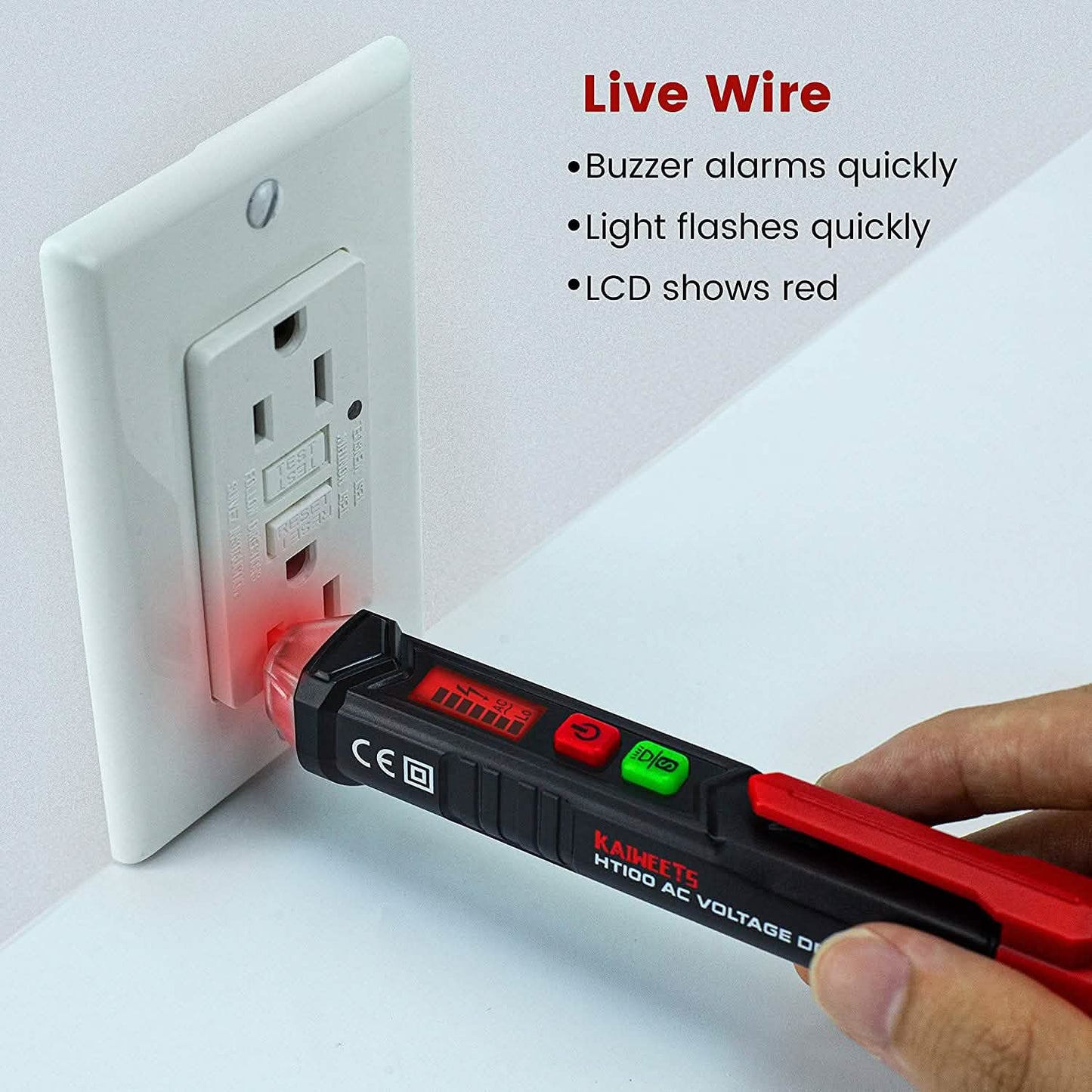 Non-Contact Voltage Tester with Dual Range AC 12V-1000V/48V-1000V DailySale