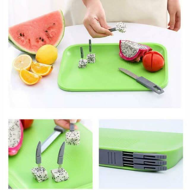 Non-Slip Cutting Board Set Includes -Knife, 3 Mini Forks, BPA Free Board DailySale