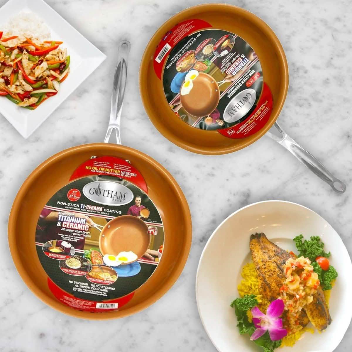 Non-Stick Gotham Steel 9.5 and 11" Frying Pan Set DailySale