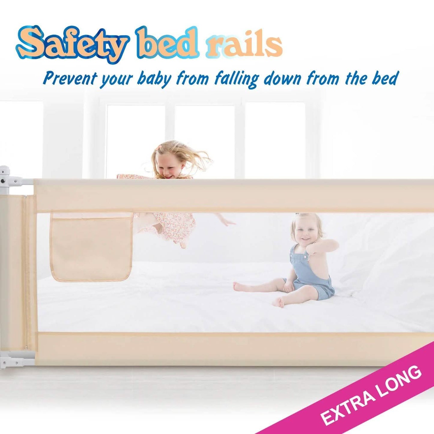Odoland 70in Foldable Baby Toddler Safety Bed Rail Anti Falling Guard DailySale