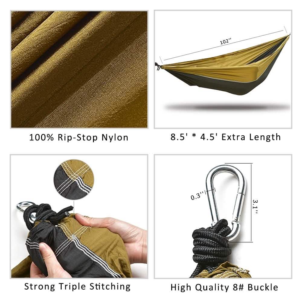 Odoland Lightweight Portable Nylon Camping Hammock and Steel Carabiners DailySale