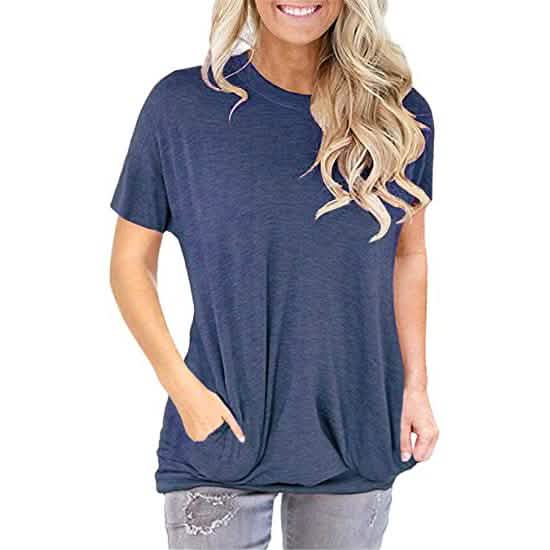 Women Casual Loose Fit Shirt Tunic Top Baggy Comfy Blouse with Pocket DailySale