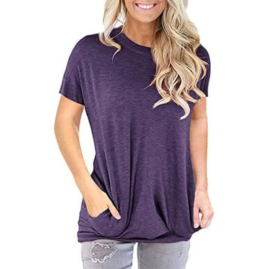 Women Casual Loose Fit Shirt Tunic Top Baggy Comfy Blouse with Pocket DailySale