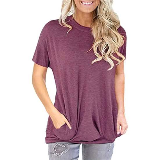 Women Casual Loose Fit Shirt Tunic Top Baggy Comfy Blouse with Pocket DailySale