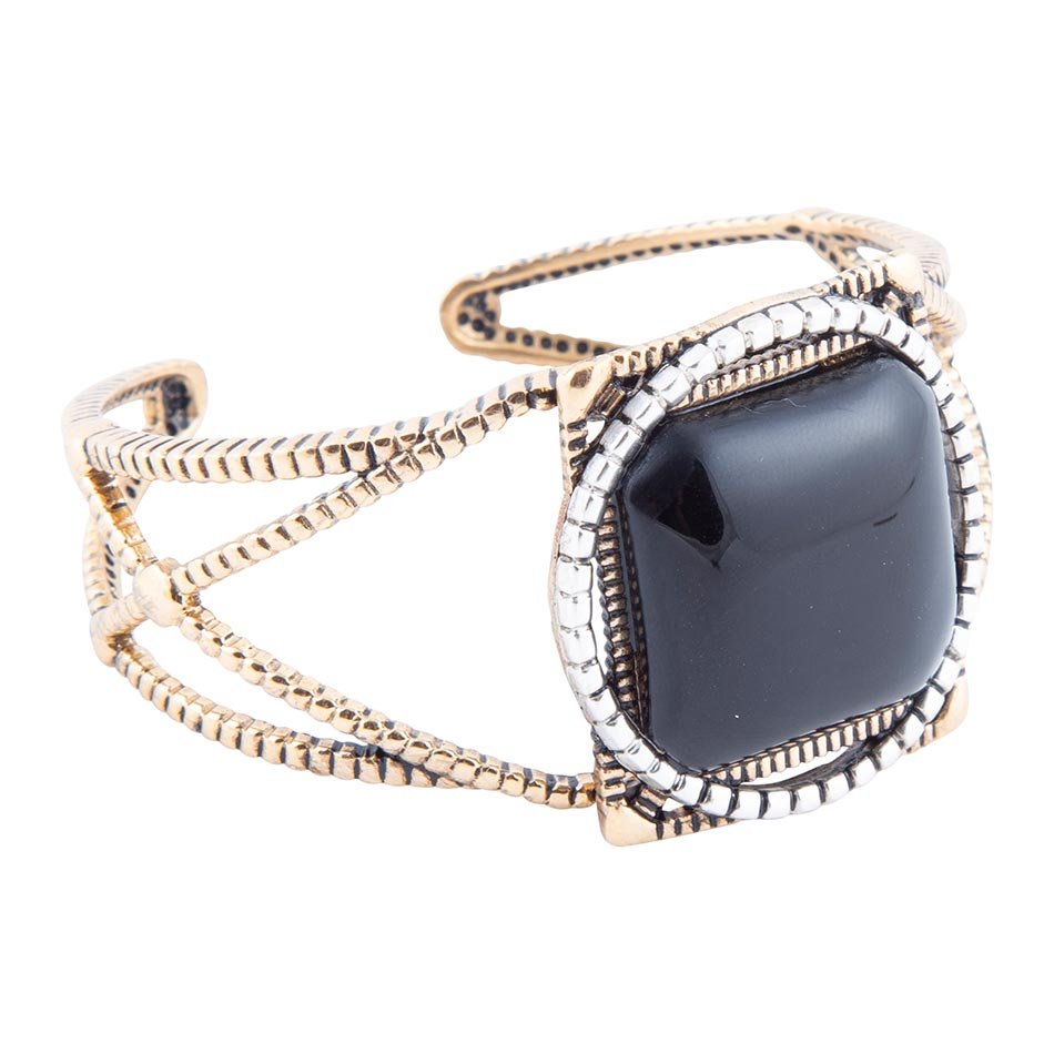 Onyx Mixed Metal Golden Cuff Bracelet Barse Jewelry