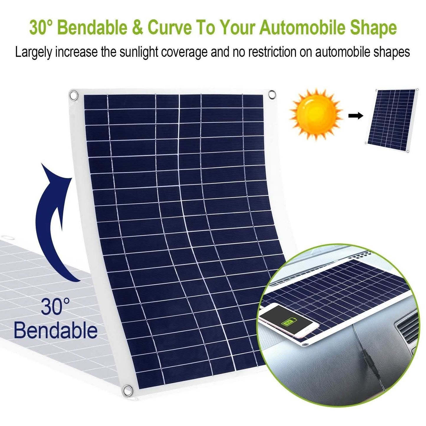 Outdoor Solar Panel 12V 25W Car Battery Charger DailySale