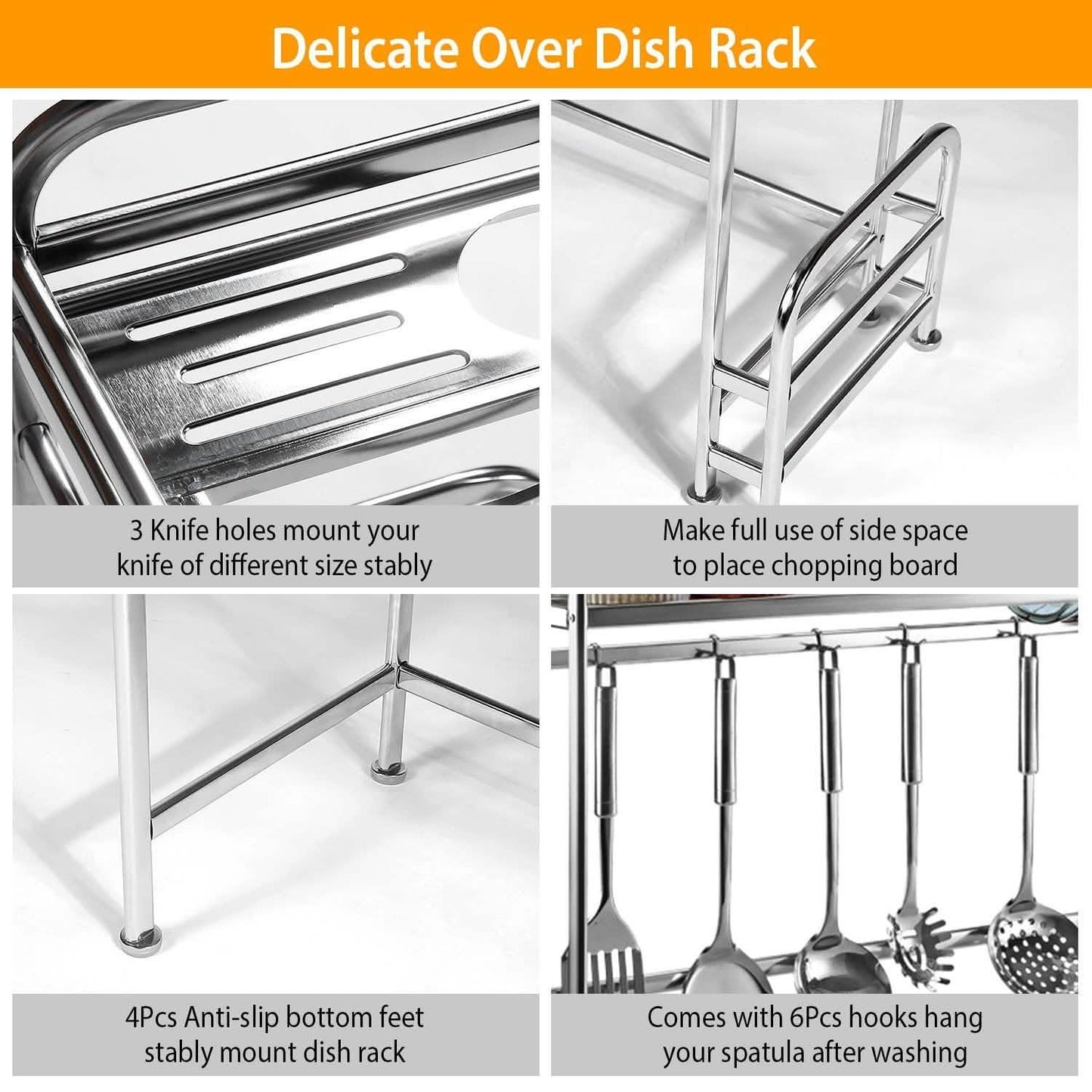 Over Sink Dish Drying Rack with Cutlery Holder DailySale