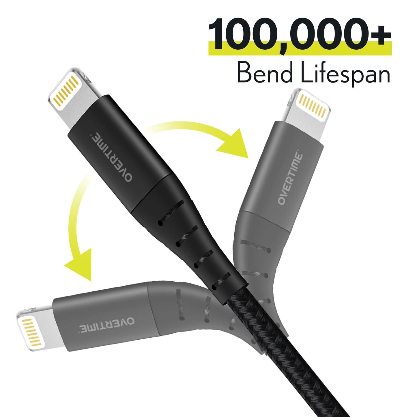 Overtime Apple Mfi Certified iPhone Charger 10ft Extra Long Nylon Braided Lightning Cable - Black DailySale