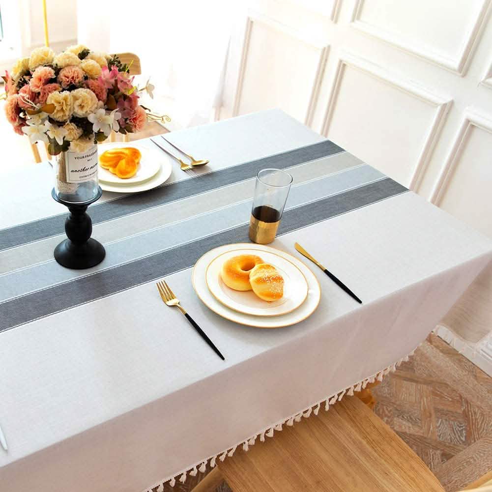 Patchwork Fringed Linen Tablecloth DailySale