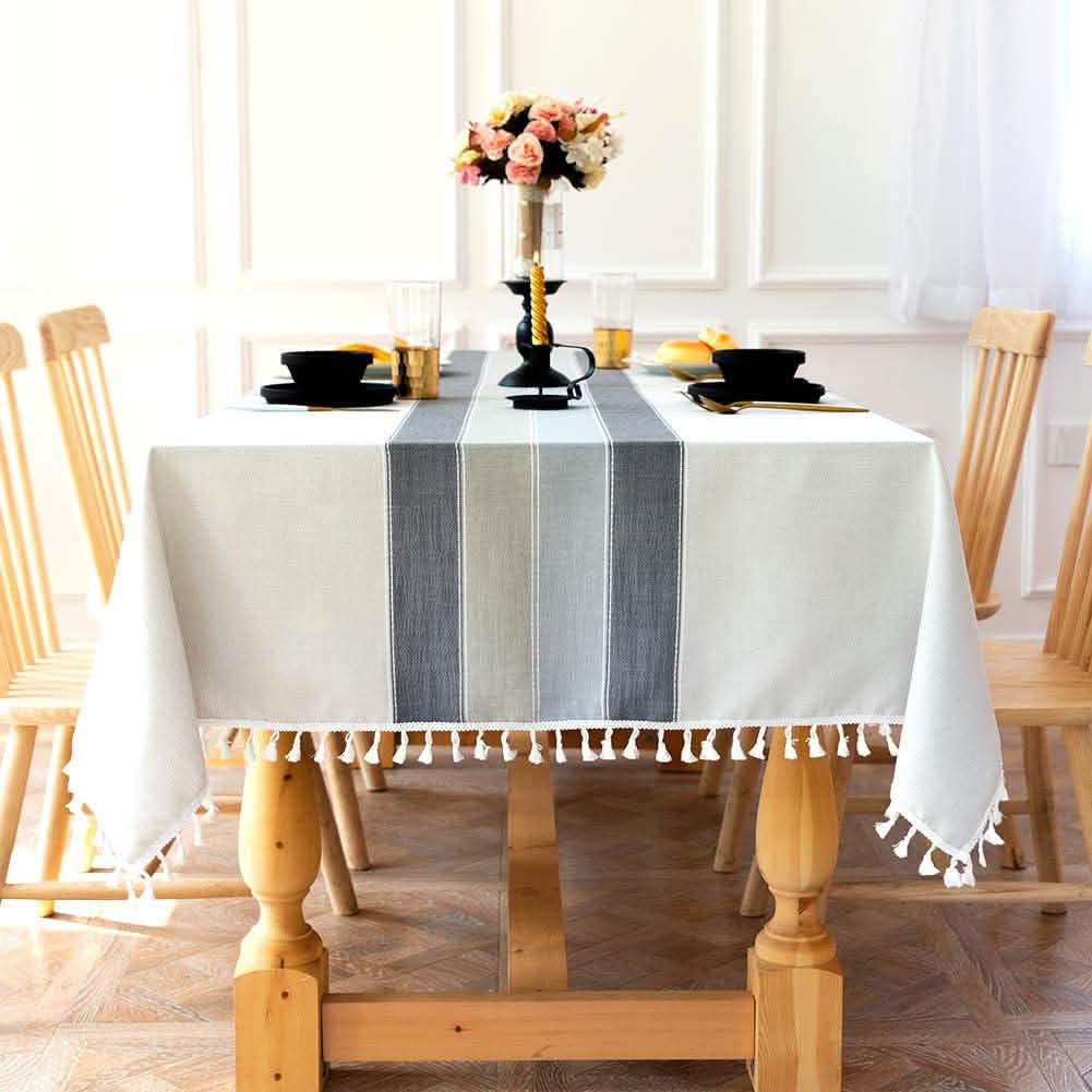 Patchwork Fringed Linen Tablecloth DailySale