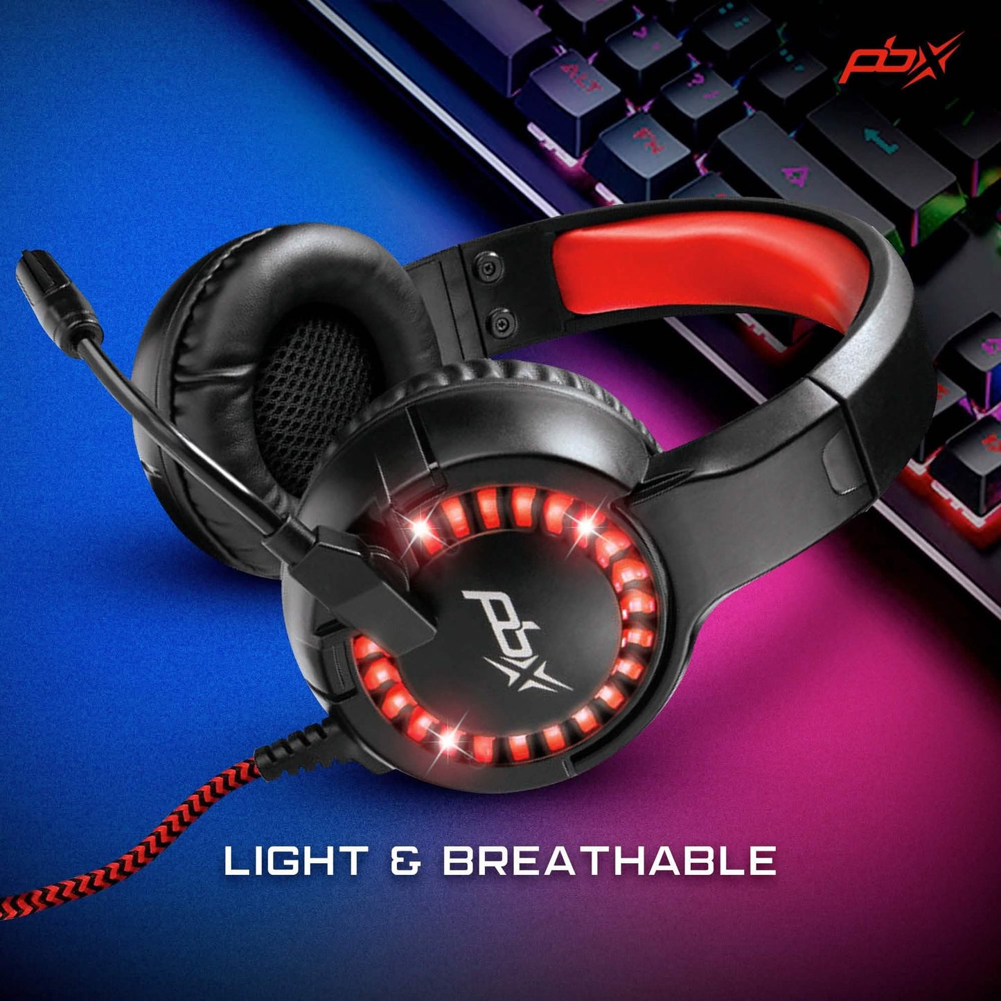 PBX INFERNO H8 Wired LED Headset with Boom Microphone and Noise-Reduction DailySale