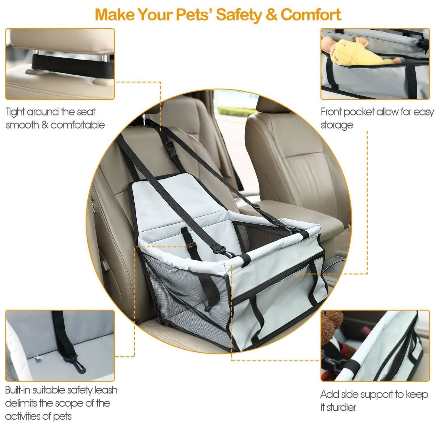 Pet Travel Carrier with Clip-On Safety Leash Zipper Storage Pocket for Pets up to 20lbs DailySale