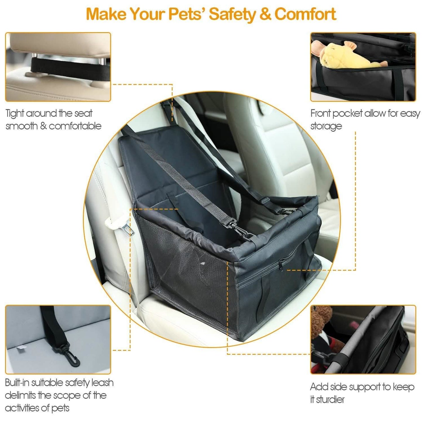 Pet Travel Carrier with Clip-On Safety Leash Zipper Storage Pocket for Pets up to 20lbs DailySale