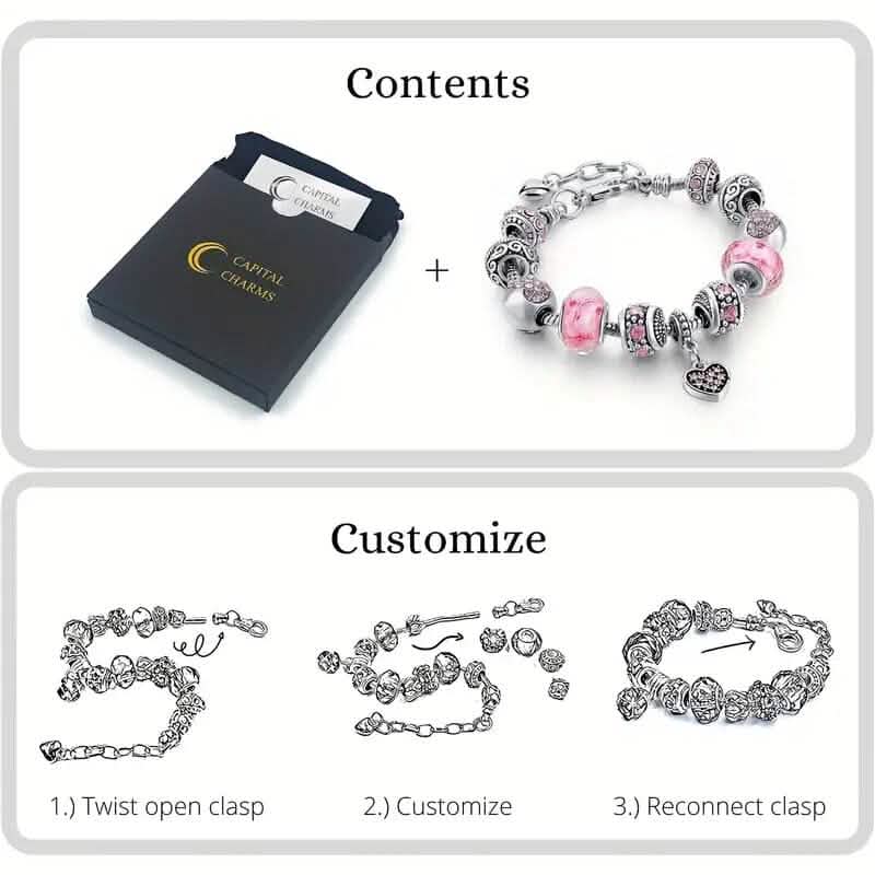 Pink Heart-Shaped Pendant Bracelet DailySale