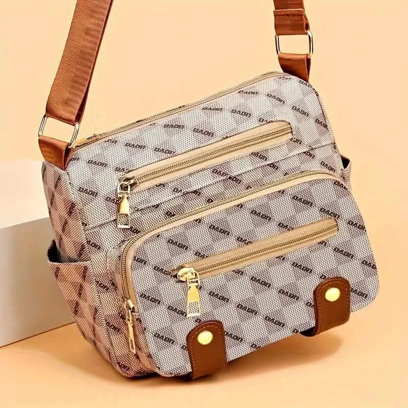Plaid Pattern Crossbody Bag, Women's Multi Pockets Purse, Studded Decor Faux Leather Shoulder Bag DailySale