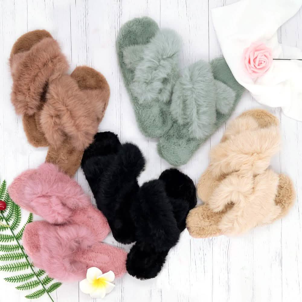 Plush Cross Band Slippers DailySale