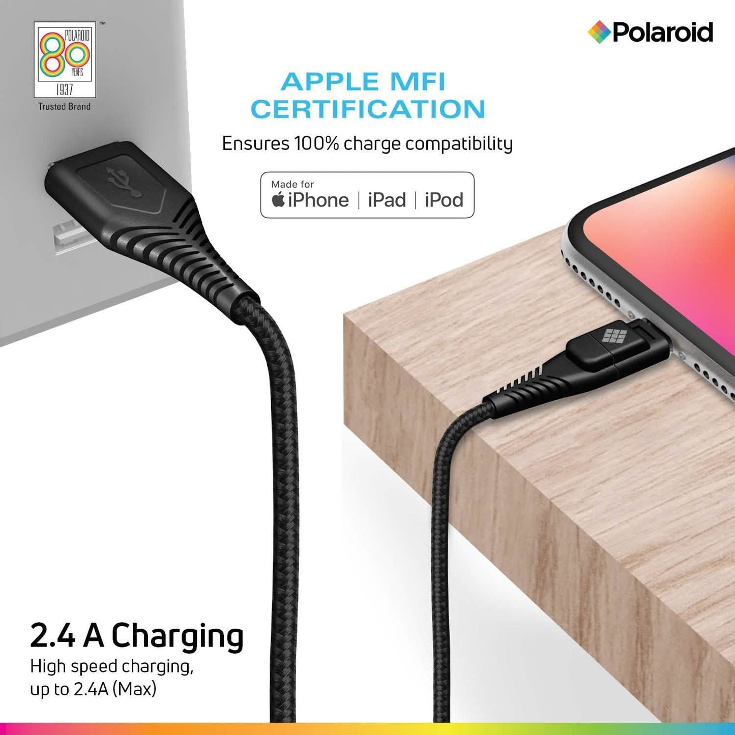 Polaroid Apple MFi Certified 5 Ft. Lightning Cable DailySale