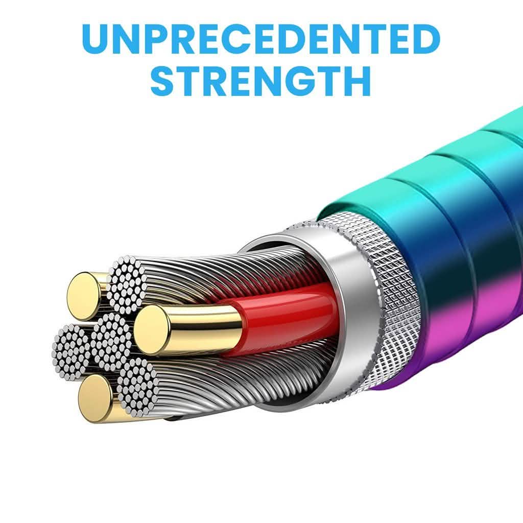 Polaroid USB Type-C Cable 5Ft | USB C Spiral Metal Cable with Aluminum Housing for Android Devices - Iridescent DailySale