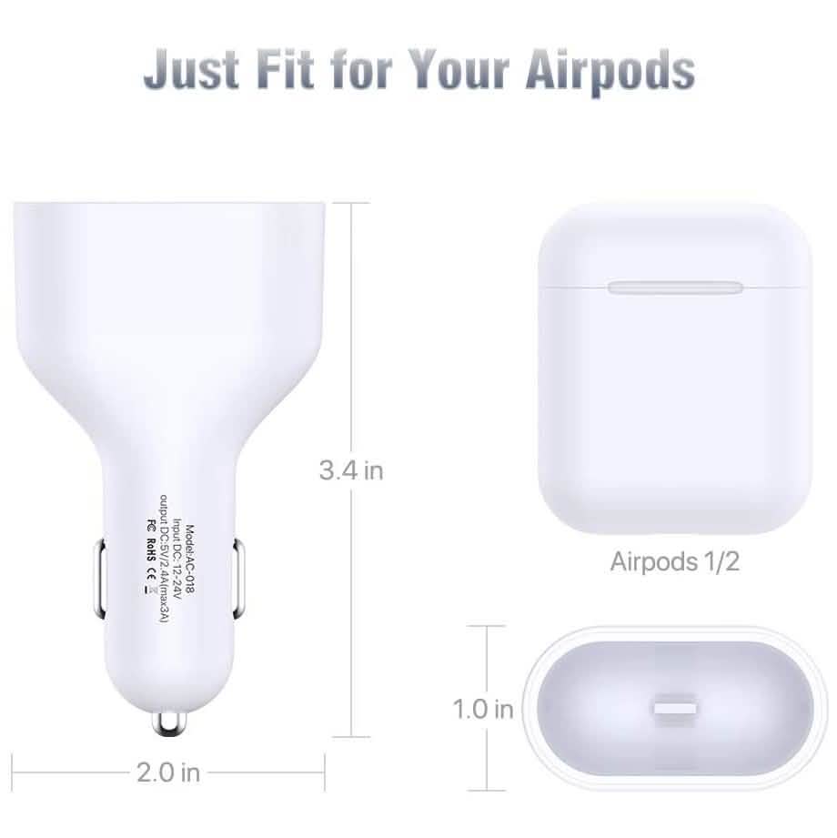 Poleet Car Charger With Charging Adapter for AirPods 1 and 2 DailySale