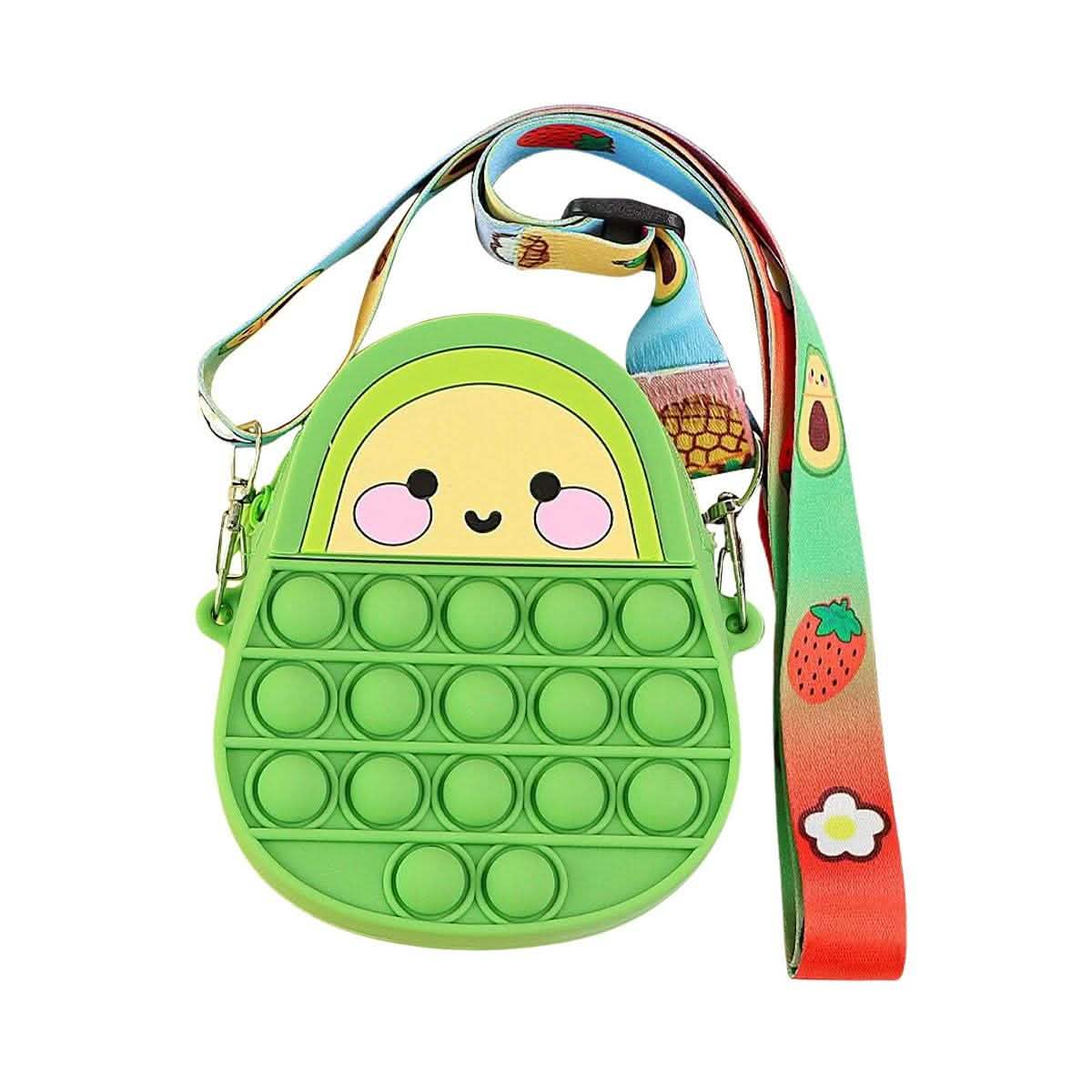 Pop-It Bubble Unicorn And Fruits Fidget Crossbody Handbag Purse DailySale